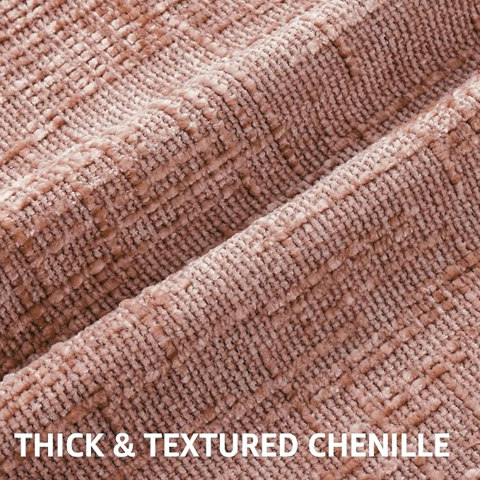 decorUhome Textured Chenille Throw Pillow Covers 26x26 Set of 2 Pink | Fall Modern Farmhouse Soft Cozy Slubby Couch Pillow Cases Boho Decorative Pillow Cases for Bed Sofa Living Room Home Decor