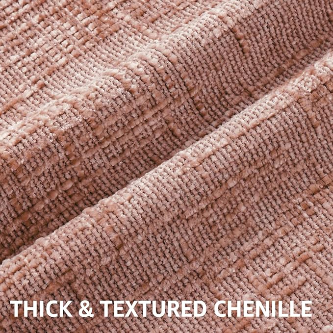 decorUhome Textured Chenille Throw Pillow Covers 20x20 Set of 2 Pink | Fall Modern Farmhouse Soft Cozy Slubby Couch Pillow Cases Boho Decorative Pillow Cases for Bed Sofa Living Room Home Decor