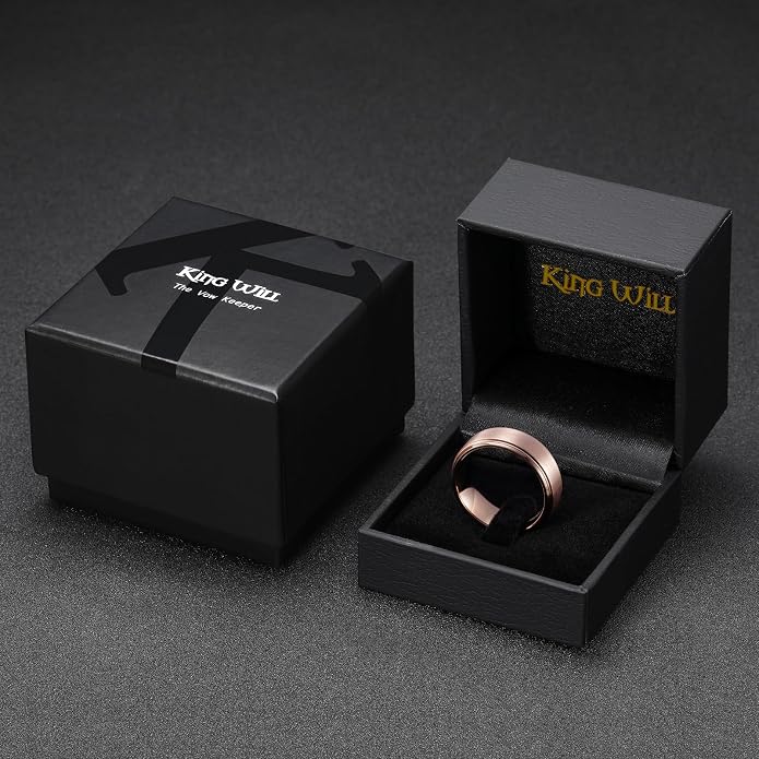 King Will Classic Tungsten Wedding Band for Men, 6/7/8/9/10mm Widths, Polished Finish Step Edge Matte Rings Comfort Fit