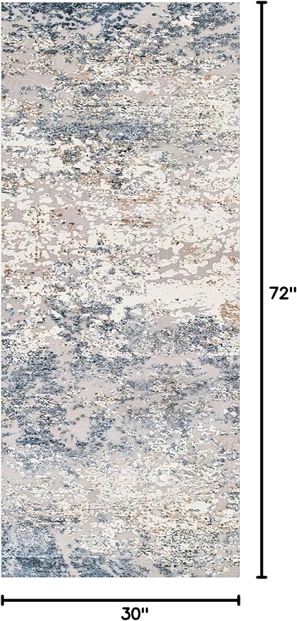 Art&Tuft Runner Rug 2'6"x6' - Anti-Slip Backing Abstract Hallway Rug, Stain Resistant Kitchen Runner, Foldable Machine Washable Runner Rug(2'6"x6', Blue)