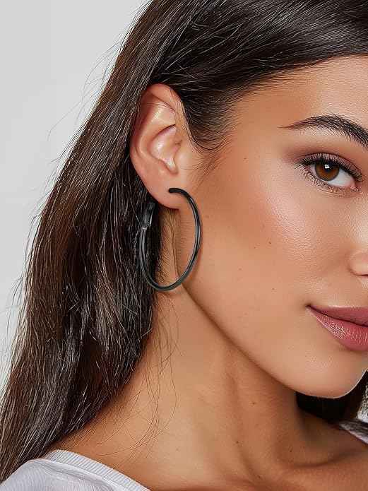 KeyStyle Gold Hoop Earrings for Women, Stainless Steel Hoops Earring Lightweight Loops, 2 mm Thick Hypoallergenic Circle Endless Thin Hoop (20/30/40/50/60/70/80/90/mm)