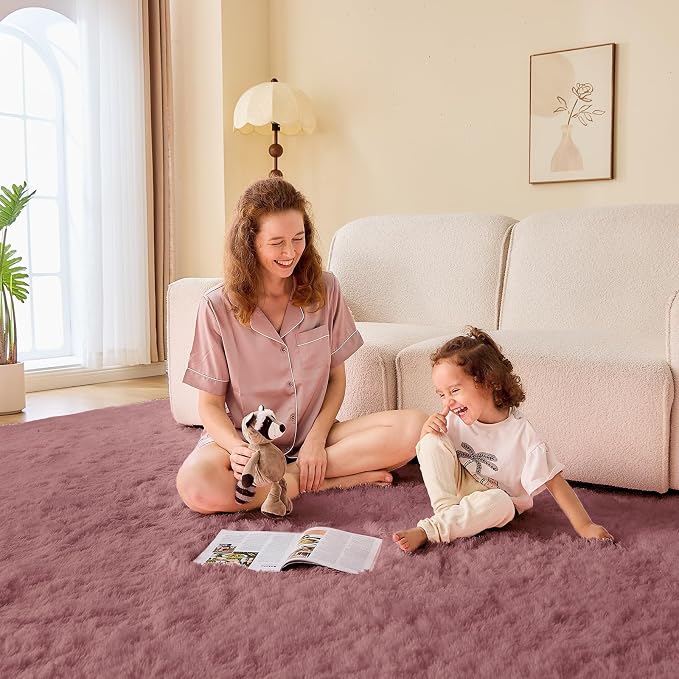 OPPODREAM 4x6 Blush Rugs for Bedroom, Ultra-Soft Fluffy Area Rugs for Living Room, 4 x 6 Shag Carpet for Nursery, Kids, Girl, Boy, Baby, Plush, Fuzzy, Shaggy, Cute Home Decor