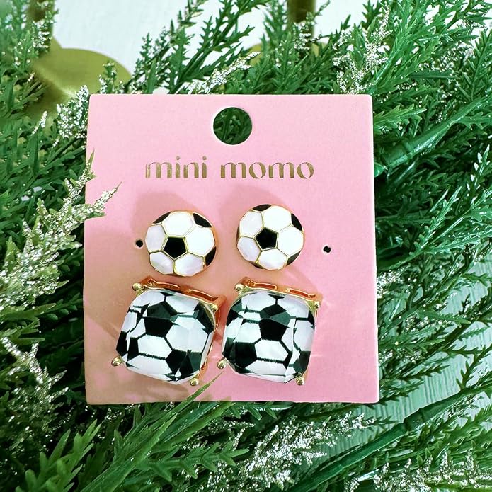 Sports Earring Set for Women Multi Pairs Assorted Multipack - Stud Earrings Jewelry Gift for Sports Mom Football, Baseball, Basketball, Soccer Team