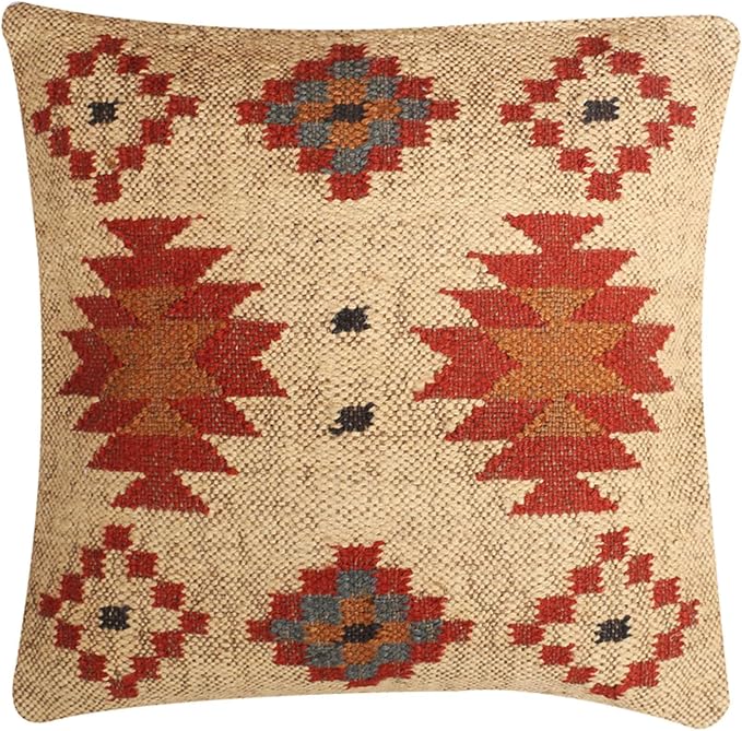 Set of 4 Wool Jute Vintage Kilim Cushion Covers,Home Decor Pillowcases Handwoven Turkish Pillow Decorative Throw Pillow Covers (Multicolor-11)