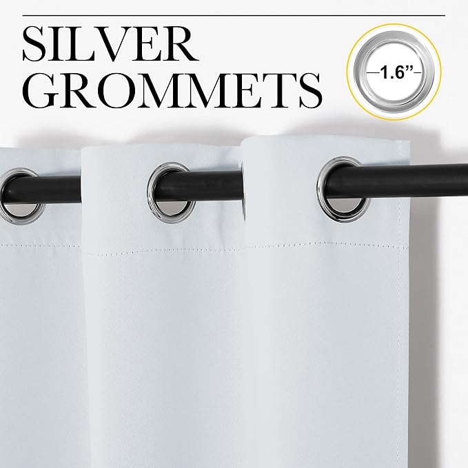 NICETOWN Blackout Curtains Panels for Living Room, 2 Panels, 66 x 70 Inch, Greyish White, 3 Pass Microfiber Noise Reducing Thermal Insulated Solid Ring Top Blackout Window Drapes