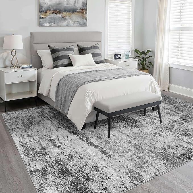 LOONGRUG 12x15 Abstract Black Gray Rug