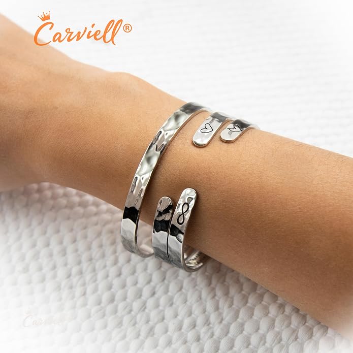 Carviell Bracelet - Gifts for Women – Inspirational, Friendship, Love, Mom, Daughter, Sister, Christian, Graduation, Memorial & Wedding Gifts – 100+ Phrases – Stainless Steel, Gift-Ready