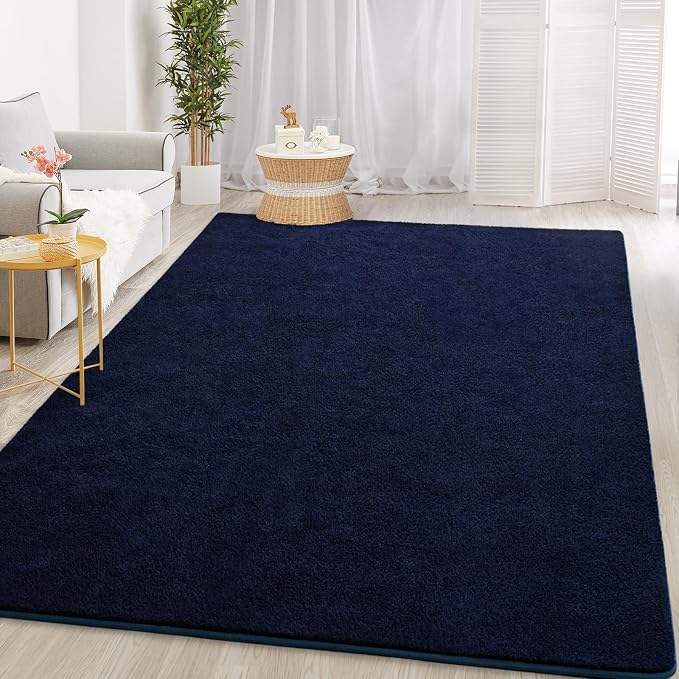 Gifeas Large Ultra Soft Modern Area Rugs for Living Room Bedroom, 4x6 Feet Navy Blue Thickened Memory Foam Indoor Solid Minimalist Carpets, Non-Slip Comfy Rug for Boys Girls Nursery Room Home Decor