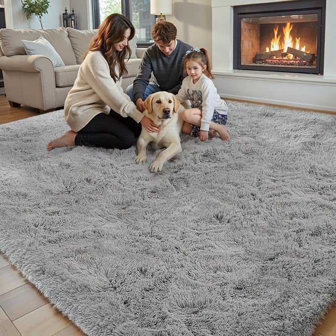 Rugs for Living Room 6x9, Alfombras para Salas Shag Large Plush Soft Area Rug, Shaggy Carpets for Bedroom, Home Decor Aesthetic(Light Grey, 6x9 Feet)