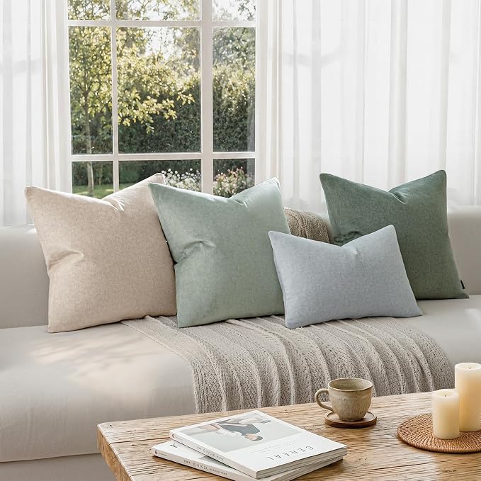 a moment Waterproof Throw Pillow Covers Set of 4,20x12 Inch Outdoor Stain Resistant Pet Friendly Pillowcases Cushion Covers for Patio Sofa and Living Room,Forest's Whimsy