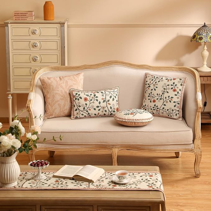 ISAENNE Designer Elegant Vintage Linen Throw Pillow Cover,18"x18"-Flora A | French Square Decor Pillow Cover,Concealed Zipper Design,Floral Pattern,Sofa,Bedroom,Living Room,Lounge Chairs