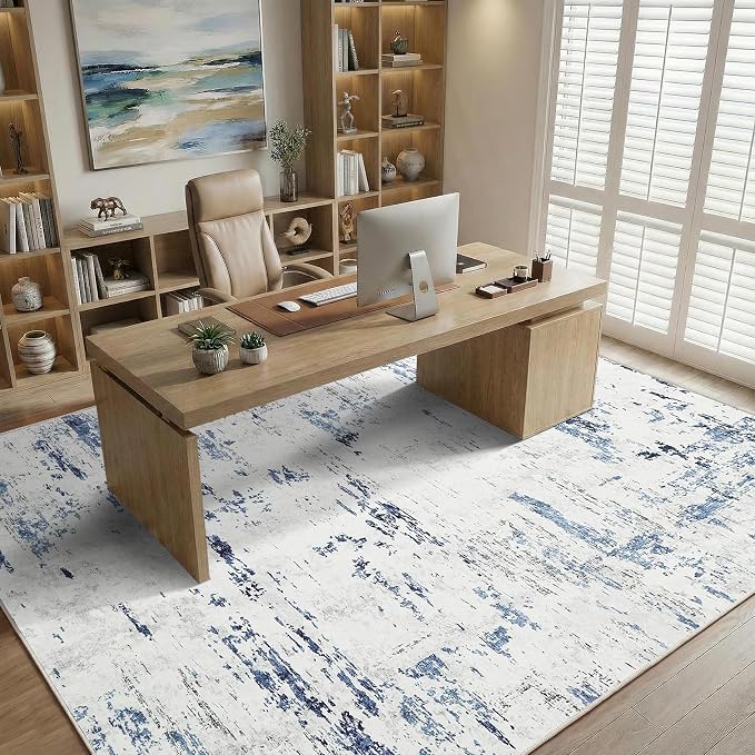 GarveeHome 6x9 Abstract Area Rug Neutral Washable Living Room Bedroom Rug | Soft Low Pile Non Slip Accent Rug for Living Room, Dining Room, Modern Neutral Indoor Carpet