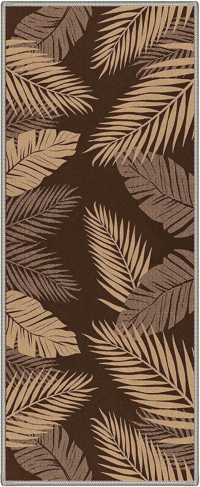 GENIMO Outdoor & Indoor Area Rug 2'x5', Waterproof, Non-Shedding, Easy Cleaning, Leaf Mat for Patio, Living Room, Balcony, Dining Room, RV, Deck, Bedroom, Camping, Outside Carpet, Coffee Brown
