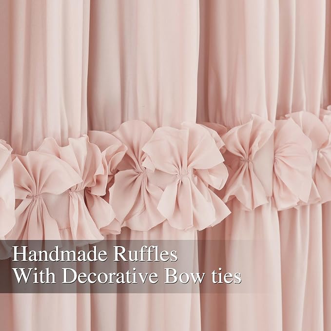 Homechoice Decor Thermal Insulated Window Curtains, 54"W x 84"L x 2 Panels | Boho Ruched Blackout Window Treatments with 3 Rows of Butterfly Flowers, Rustic Rod Pocket Drapes, Peach Pink (LQ-30)