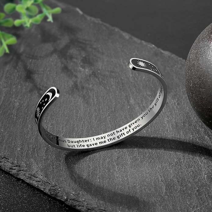 TONY & SANDY Inspirational Bracelets for Women Teen Girls Personalized Gifts for Daughter Granddaughter Mom Sister Friends Stainless Steel Engraved Cuff Birthday Easter Christmas