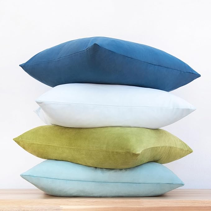 MONDAY MOOSE Decorative Throw Pillow Covers Cushion Cases, Set of 4 Soft Velvet Modern Designs, Mix and Match for Home Decor, Pillow Inserts Not Included (20x20 inch, Green/Blue)