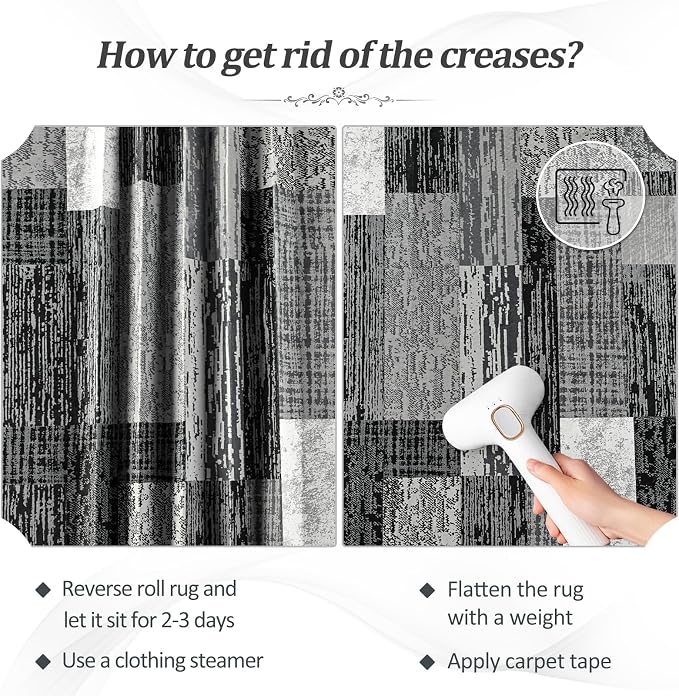 FlyDOIT Modern Geometric Patchwork Area Rug, 8x10 Grey Large Rugs for Living Room, Rockwood Collection Indoor Rugs for Bedroom, Throw Carpet Floor Decor for Entryway Dining Room Office Nursery