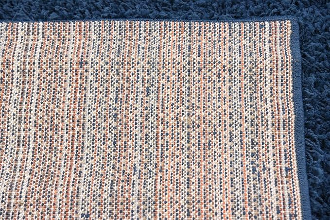 Unique Loom Solid Shag Collection Area Rug (5' 1" x 8' Rectangle, Sapphire Blue/ Navy Blue)