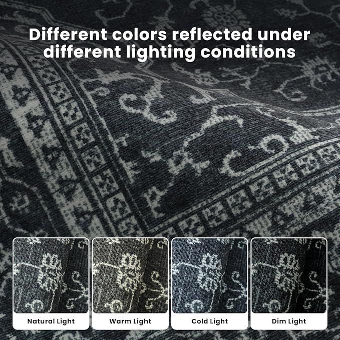 Washable Rugs 8x10 Area Rugs for Living Room,Bedroom,Dining Room- Soft Low Pile Stain-Resistant Carpet with Non-Slip Rubber Backing,Large Vintage Area Rug for Farmhouse Nursery Home Office Decor