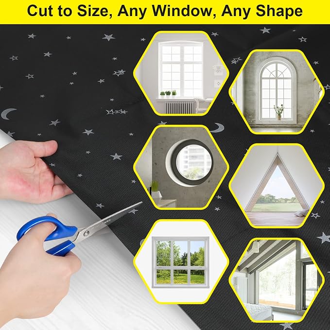 FADOTY 100% Blackout Curtains, 57"x 157" Portable Black Out Window Cover | Blackout Window Film Shades Blinds, Cuttable, No Drill, Sun Heat Light Blocker for Bedroom, Nursery, Media Room, RV, White