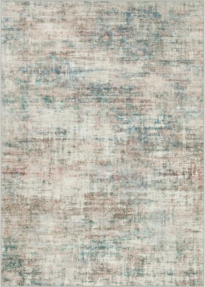 9x12 Area Rugs Washable Rug: Modern Abstract Living Room Rug Soft Anti-Skid Thin Carpet Indoor Floor Non-Shedding Carpets for Bedroom Dining Room Farmhouse Nursery Home Office Multi Color