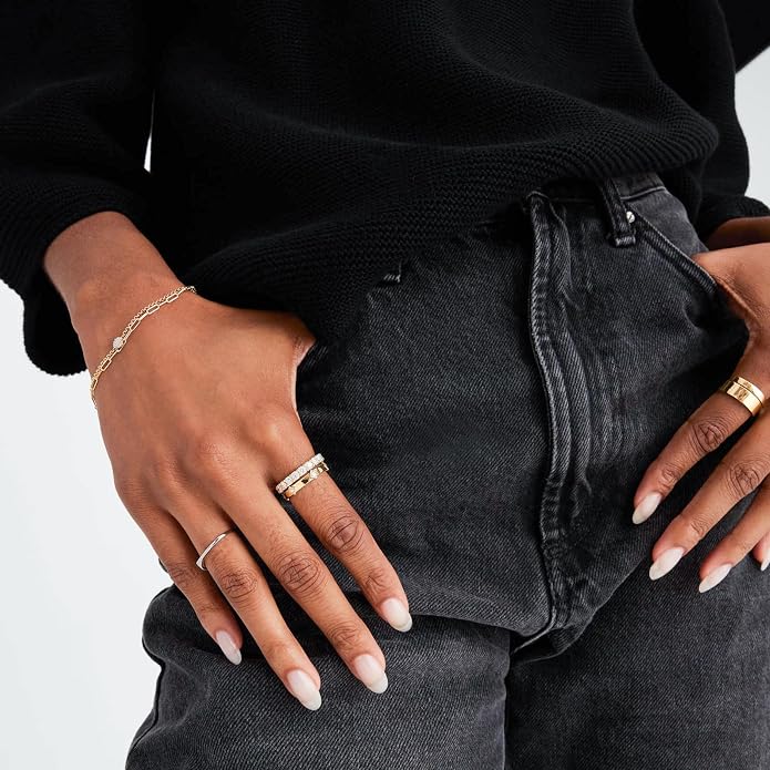 14K Gold Filled Rings for Women, Dainty Stacking Rings for Women, Thin Gold Band Ring Plain Statement Ring Comfort Fit Size 6-10