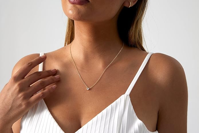 Kyerlyn Cubic Zirconia Choker Heart Shaped Diamond Choker Solitaire Necklace for Women Dainty Gold Filled Tiny CZ Diamond Choker Necklace…