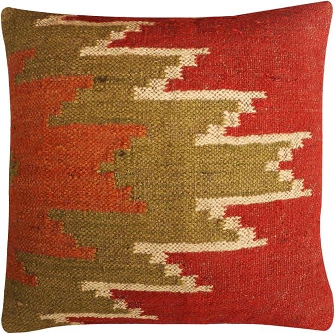 Set of 4 Wool Jute Vintage Kilim Cushion Covers,Home Decor Pillowcases Handwoven Turkish Pillow Decorative Throw Pillow Covers (Multicolor-7)