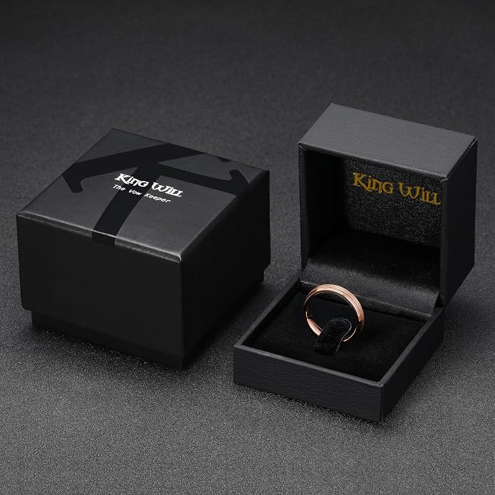 King Will Classic Tungsten Wedding Band for Men, 6/7/8/9/10mm Widths, Polished Finish Step Edge Matte Rings Comfort Fit
