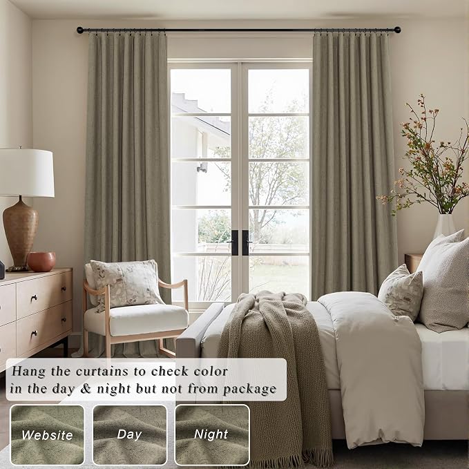 Pitalk 108 Inch Curtains 2 Panel Set Burg Modern Earthy Earth Tone Decorative Dark Out Taupe Curtain for Bedroom Heat Cold Blocking Window Coverings 9ft High Ceiling Drapes for Living Room Back Tab