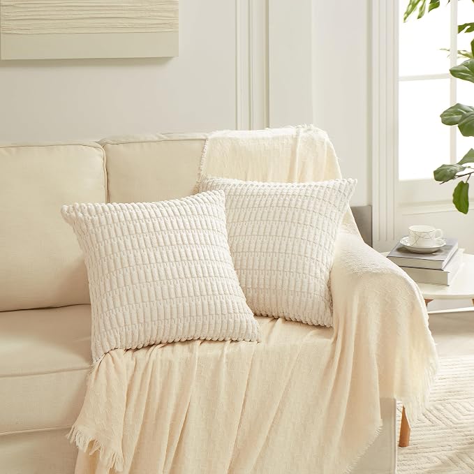 Fancy Homi 4 Packs Decorative Throw Pillow Covers for Living Room Couch Bed, Modern Farmhouse Boho Home Décor Accent Cushion Case, 20" x 20", Neutral