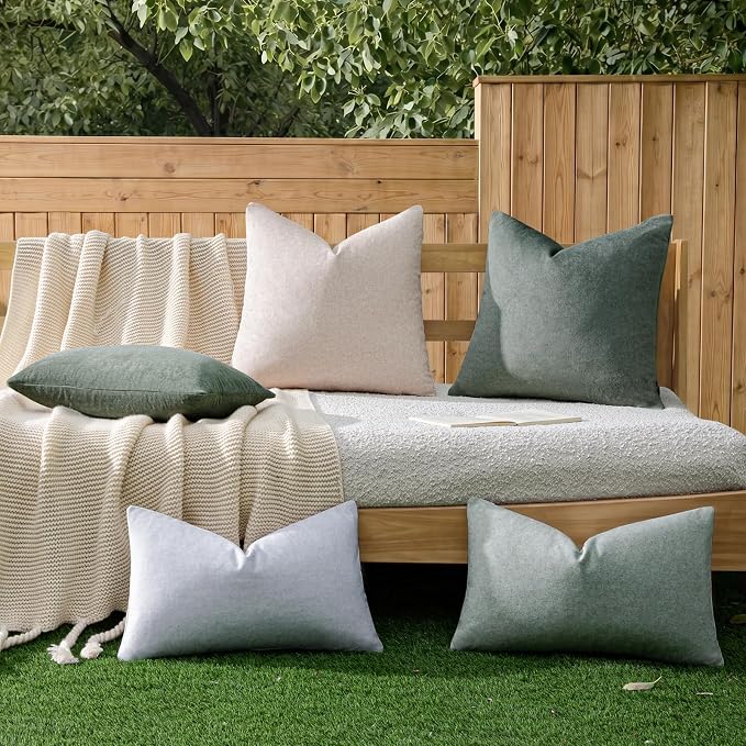 a moment Waterproof Throw Pillow Covers Set of 4,20x12 Inch Outdoor Stain Resistant Pet Friendly Pillowcases Cushion Covers for Patio Sofa and Living Room,Forest's Whimsy