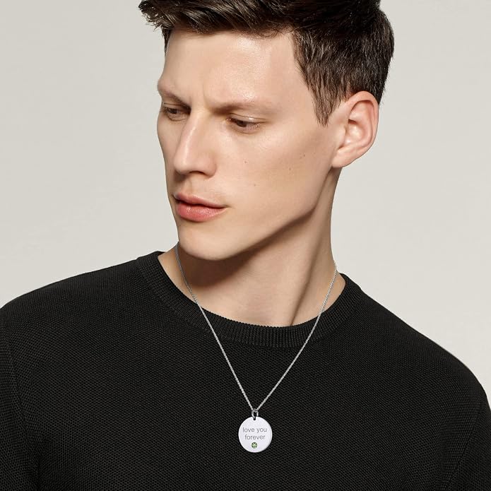 GOLDCHIC JEWELRY Personalized Birthstone Name Necklaces for Men Women, Engraved Family Names Necklace with Birthstone Vertical Bar Necklace, Pendant for Husband/Father/Grandma/Wife Birthday Gifts