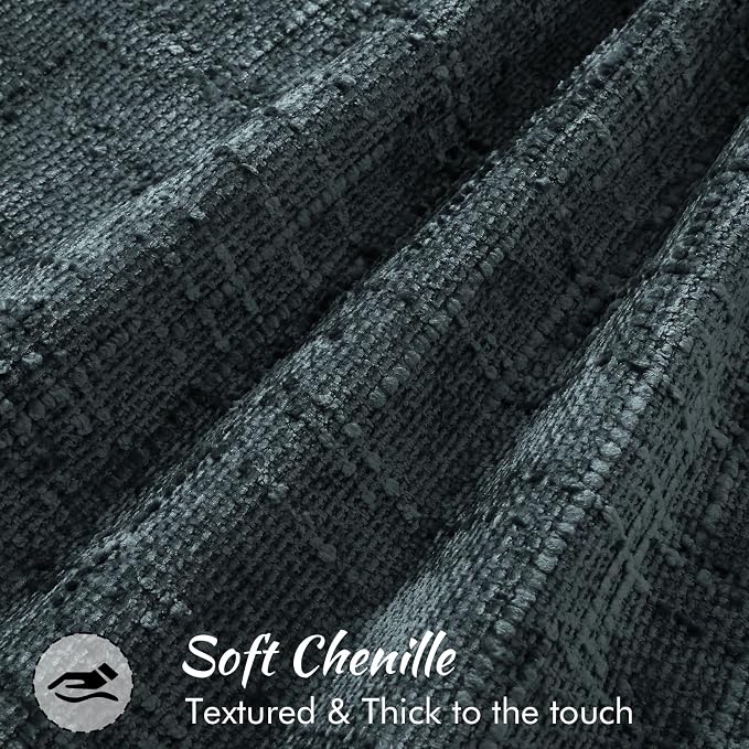 decorUhome Chenille Throw Pillow Covers 16x16 Set of 2,Dark Teal | Soft Texture, Slubby Modern Design, Flange Edges, Cozy Accent Pillow Covers for Couch, Sofa, Bed, Living Room