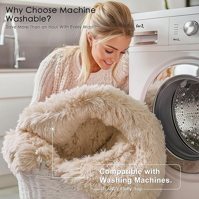OLANLY 9x10 Machine Washable Large Area Rugs for Living Room, Bedroom, Soft Fluffy Shaggy Bedside Rug, Indoor Floor Carpet for Kids Girls and Boys, Dorms, Nursery, Home Decor Aesthetic, Beige