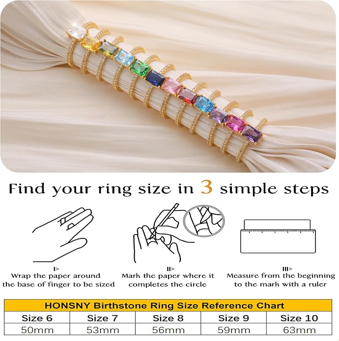 Honsny Gold Birthstone Rings for Women Non Tarnish 14K Gold Plated Emerald Engagement Promise Rings CZ Stackable Dainty Gemstone Pinky Eternity Band Ring Jewelry Birthday Graduation Gifts