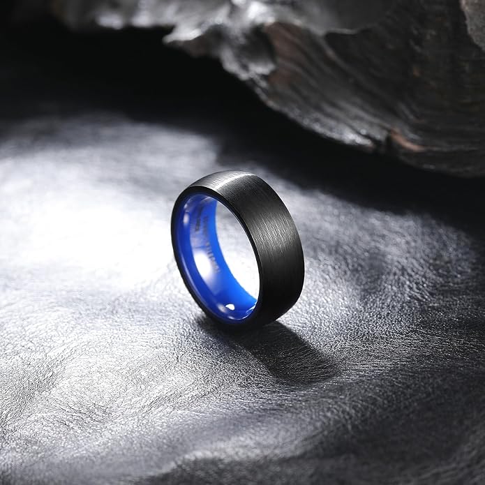 King Will Wedding Band for Men Women, 2/4/6/7/8mm Domed Matte Brushed Tungsten Carbide Rings, Solid/Dual Color Engagement Rings, Comfort Fit