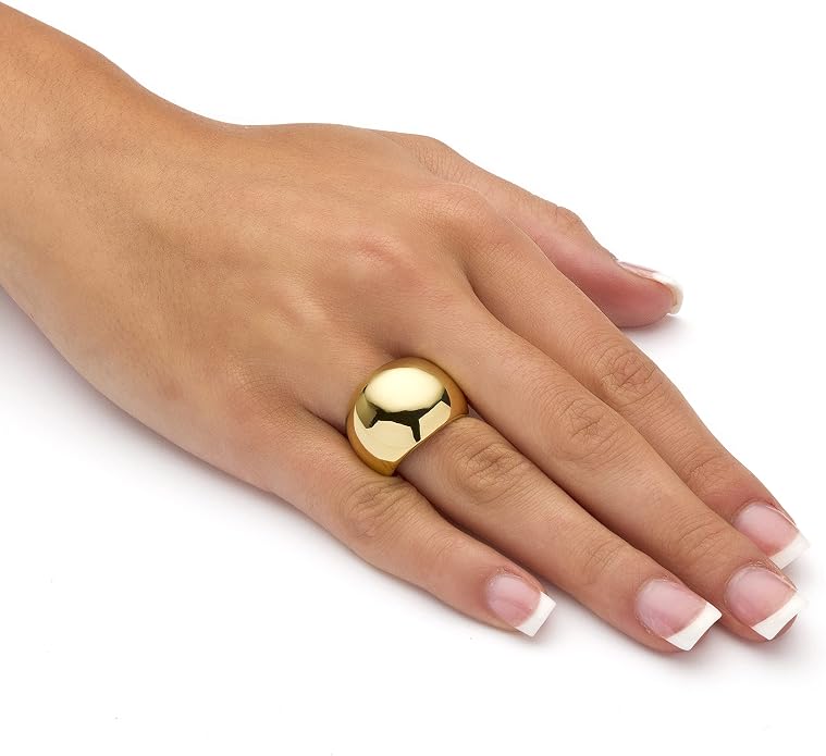 Palm Beach Jewelry PalmBeach Yellow Gold-Plated Polished Dome Ring (8mm) Sizes 6-10