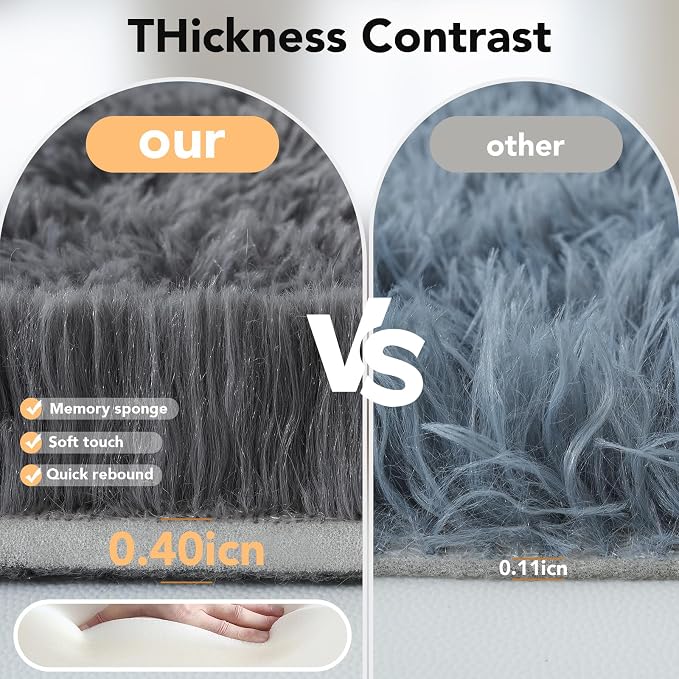 Fluffy Area Rugs 5x7 for Bedroom: Shag Rugs for Bedroom- Grey Plush Fluffy Rugs Carpets for Living Room- Soft Fuzzy Rugs for Kids Room (Gray, 5x7Feet)