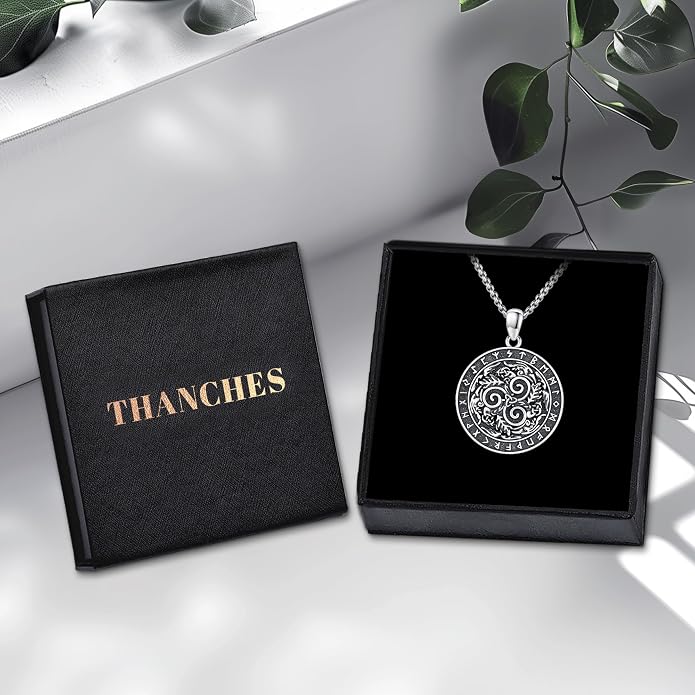 Thors Hammer Necklace/Viking Tree of Life/Valknut/Vegvisir/Triskelion/Sword/Spear Point Arrowhead/Urn Necklace for Ashes/Compass Necklace 925 Sterling Silver Amulet Jewelry for Men Women