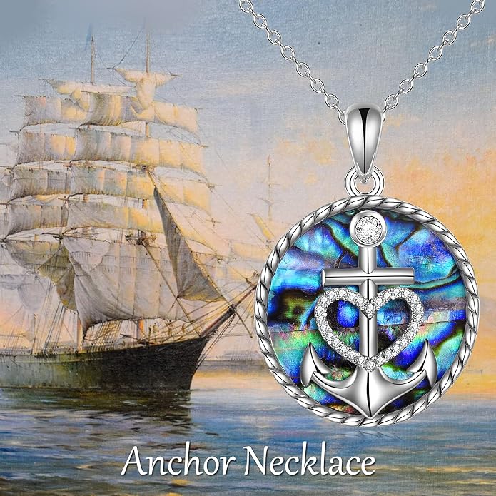 Moon Sun Star Necklace 925 Sterling Silver Abalone Shell Celestial Jewelry Gift for Women