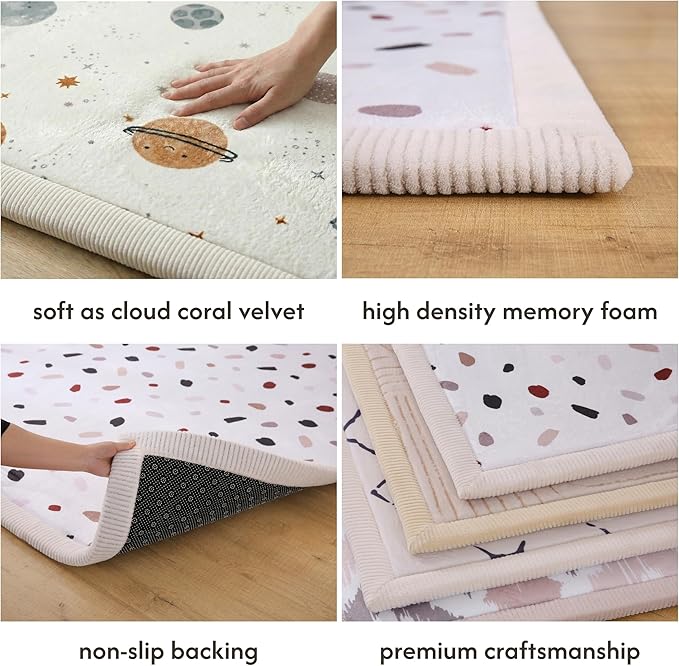 Hakuna Matte CloudSoft Baby Play Mat for Floor 60" x 80" Confetti | Coral Velvet high-density foam Rug for Crawling & Cozy Play – Non-Slip, Water-Resistant, Easy-CareTummy Time Mat