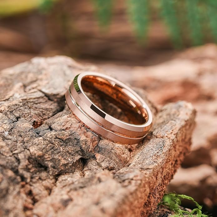 King Will Tungsten Carbide Wedding Band for Men Women-6/8/10mm Width Multicolor Available with Grooved Center Wedding Ring Suitable for Work, Gym Comfort Fit Size 4-16
