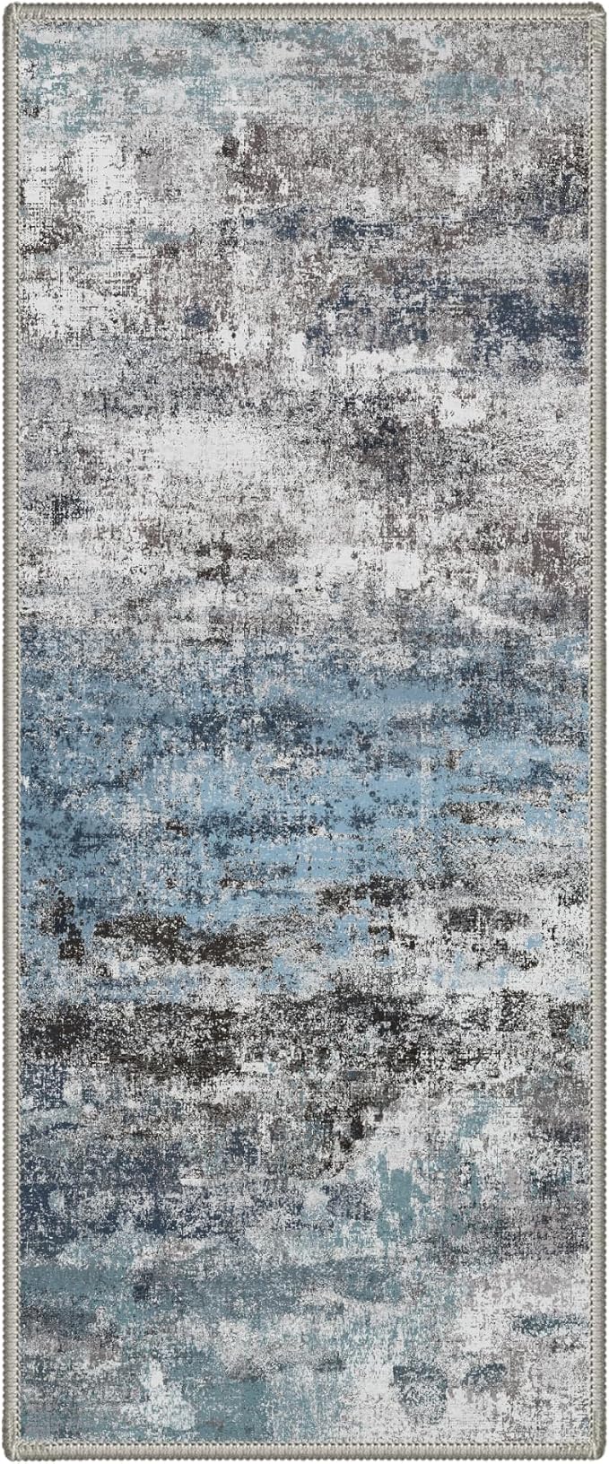 GENIMO Runner Rug Non Slip 2x7, Washable Rug Runner for Hallways Kitchen, Abstract Modern Kitchen Rugs, Low Pile Lightweight Carpet Runners for Entryway, Bedroom, Laundry, Teal Blue