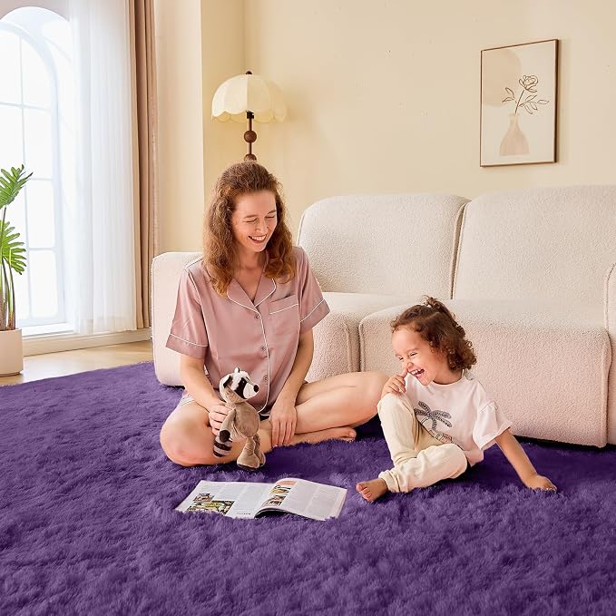 OPPODREAM 5x7 Purple Rugs for Bedroom, Ultra-Soft Fluffy Area Rugs for Living Room, 5 x 7 Shag Carpet for Nursery, Kids, Girl, Boy, Baby, Plush, Fuzzy, Shaggy, Cute Home Decor