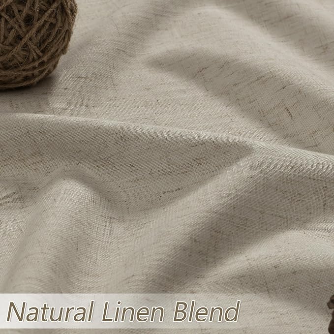 Guken 100% Blackout Linen Curtains for Bedroom 84 inches Long, Thermal Insulated Room Darkening Black Out Window Drapes for Living Room, Back Tab Rod Pocket 2 Panels Set,Cobblestone,52x84