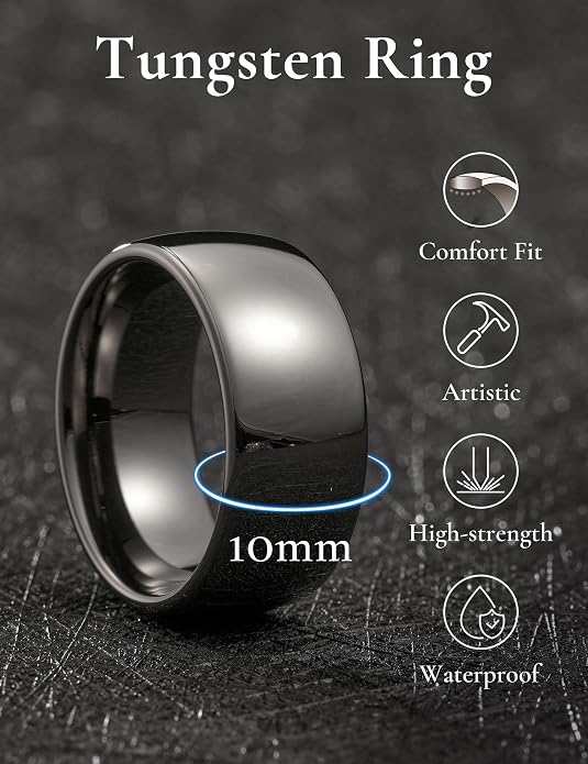 King Will Tungsten Carbide Wedding Band for Men Women Promise Rings for Couples Domed High Polish