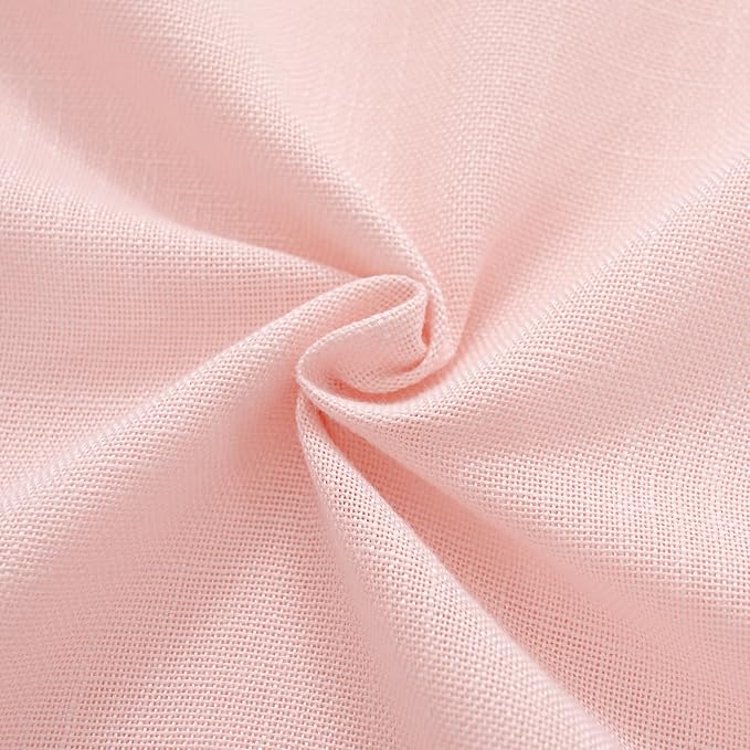 Blush Pink Semi Sheer Linen Curtains for Girls Bedroom Room 96 Inches Long Light Filtering Back Tab Curtain Living Room Farmhouse Linen Look Shiny Sheer Drapes Baby Pink 52ﾗ96 Inch