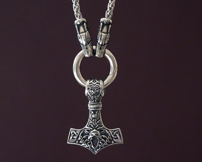 Baldur Jewelry - Thors Hammer Necklace Pendant Mjölnir - Viking Norse Thor Hammer Pendant Viking Jewelry - Thor Necklace - Thor Gifts for Men - Viking Necklace for Men