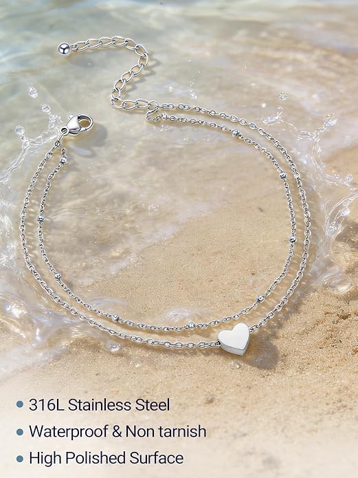 PROSTEEL Gold/Silver Anklets for Women Waterproof, 14K Gold Plated Ankle Bracelet Non Tarnish, Jewelry Gifts Adjustable